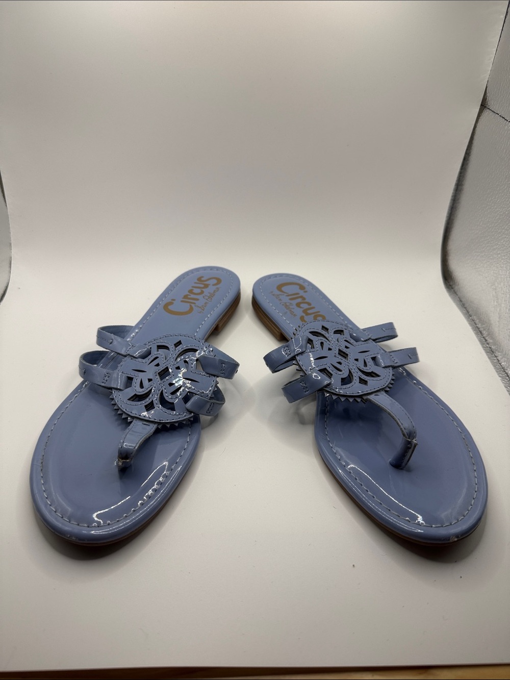 Circus by Sam Edelman Light Blue Patent Leather Cutout Thong Sandals